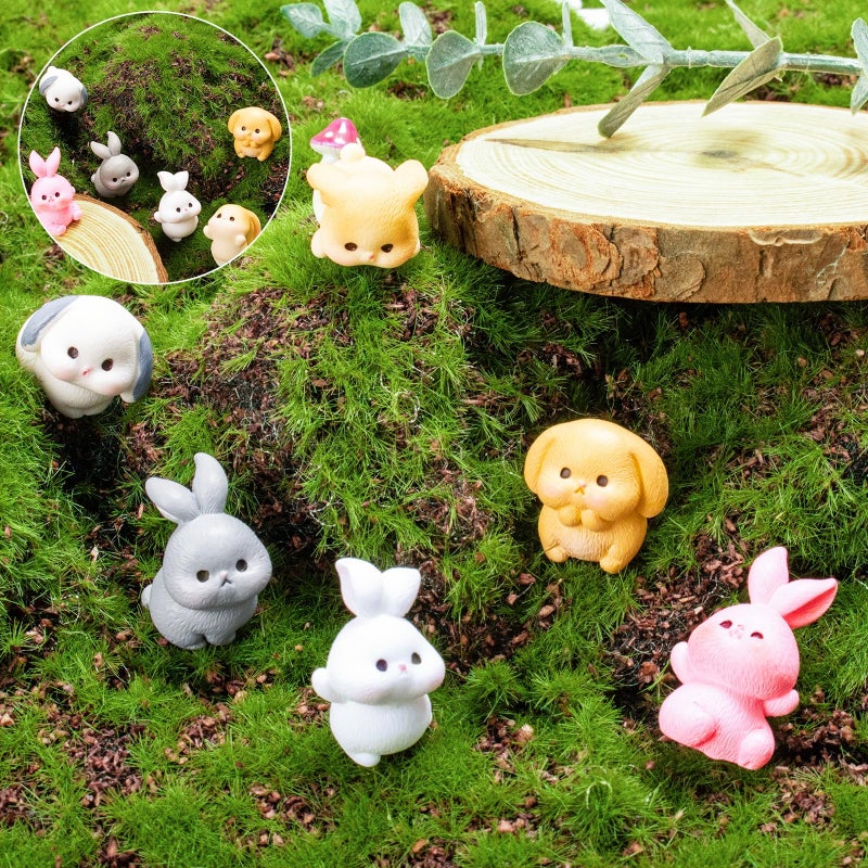 Exasinine 24 Pcs Mini Rabbits Easter Bunny Resin Bunny Figurines Mini Animals Fairy Garden Miniature Moss Landscape Ornaments for Easter Egg Fillers Dollhouse Cake Home D  cor - Image 4